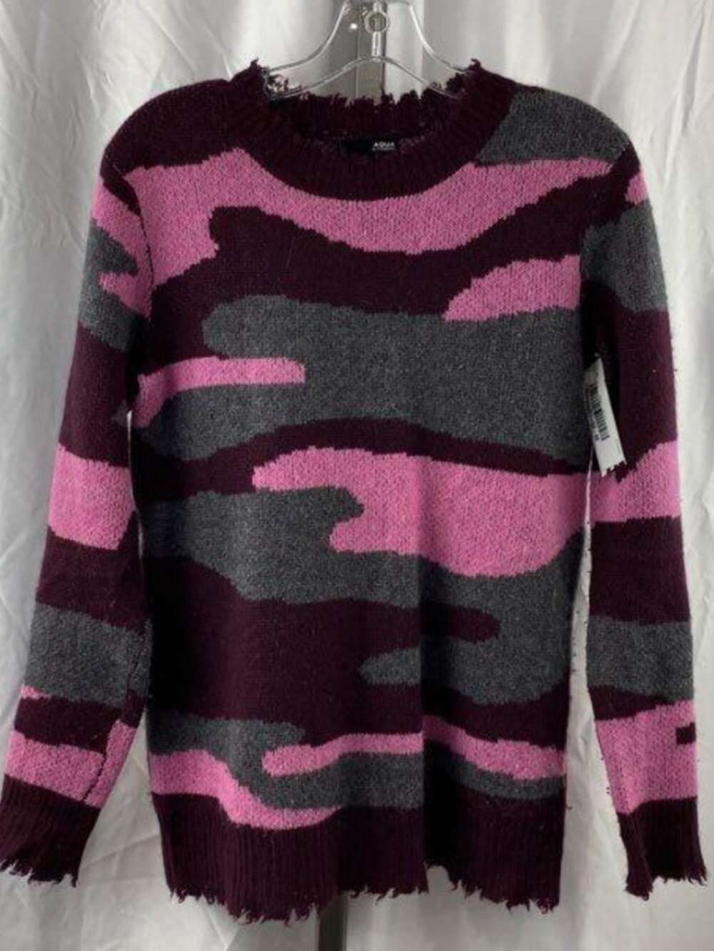 Aqua 100% Cashmere Distressed Camo Print Crewneck Sweater - S